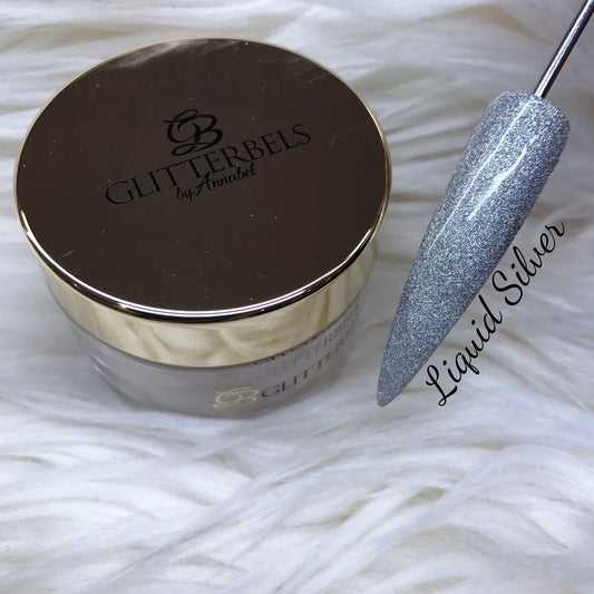 Glitterbels Acrylic Powder 28g - Liquid silver