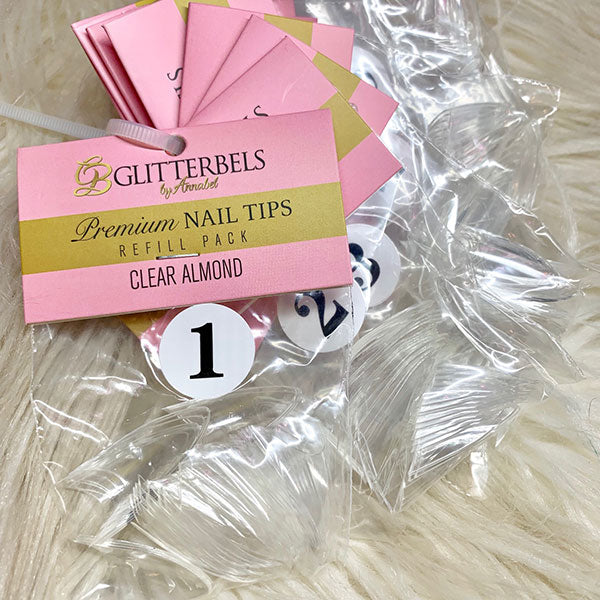 Glitterbels Clear Almond Tips Refill #1