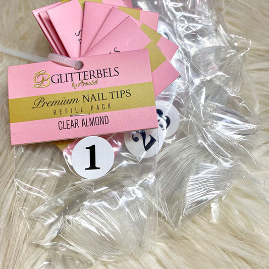 Glitterbels Clear Almond Tips Refill #10