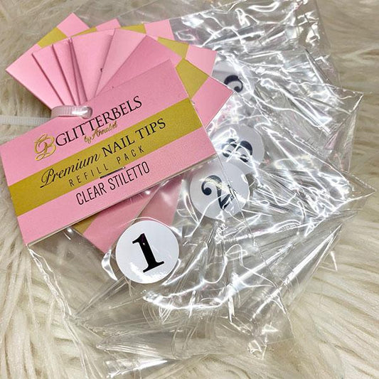 Glitterbels Clear stiletto Tips Refill #1